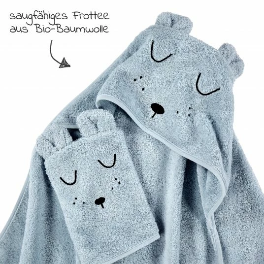 Budget β Alvi Bade-Set Organic Cotton - Kapuzenbadetuch + Waschhandschuh - Faces - Blau π₯ 4 Budget β Alvi Bade-Set Organic Cotton - Kapuzenbadetuch + Waschhandschuh - Faces - Blau π₯ - Image 2