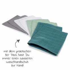 Outlet ⌛ Makian 9-tlg. Badeset Mull Kapuzenbadetuch + 8 Waschhandschuhe - Patina / Mint 👏 -Bath & Washing Sales makian 9 tlg bade set mull kapuzenbadetuch 8 waschhandschuhe patina mint set 484 d5