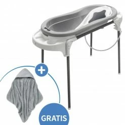 Cheapest ⭐ Rotho Babydesign Badestation TOP Xtra + Gratis Kapuzenhandtuch - Stone Grey 👏