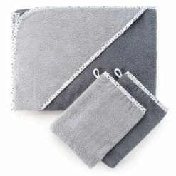 Budget 🔥 Wörner Set of 3 - hood bath towel incl. 2 washing gloves 80 x 80 cm - stars grey 👏