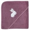 New ⭐ Wörner Kapuzenbadetuch 100 x 100 cm - Stickerei Lama - Mauve ✔️