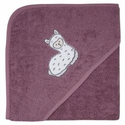 Discount ⭐ Wörner Kapuzenbadetuch 80 x 80 cm - Stickerei Lama - Mauve 👍