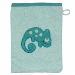 Outlet 🎁 Wörner Waschhandschuh - Stickerei Eidechse - Mint 🎉